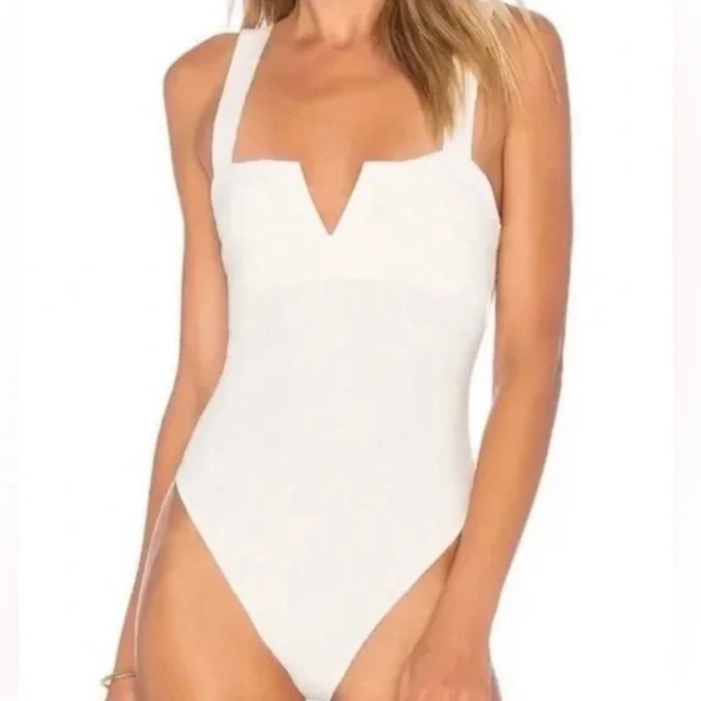 NWT Free People Pippa V Wire Thong Bodysuit In Ivory Size Small